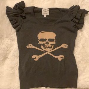 Skull & crossbones Leola Couture grey sweater Med